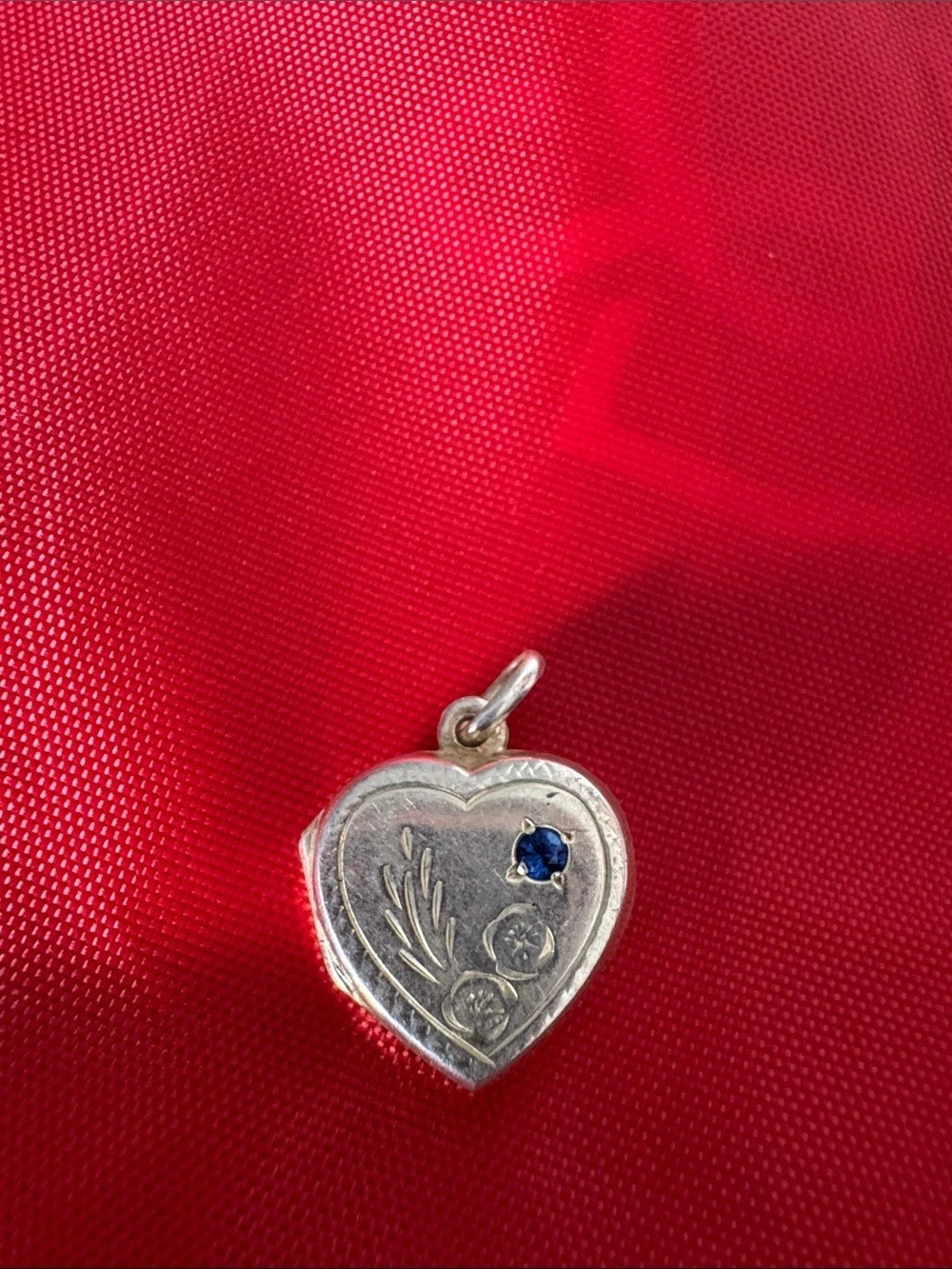 Silver 925 Heart Locket Pendant with blue sapphire stone